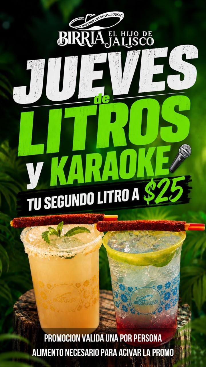 Jueves de litros y karaoke: segundo litro a 25 pesos